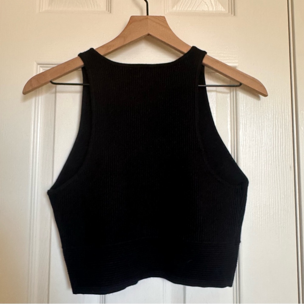House of Harlow 1960 Black Ribbed Crop Top - Picture 3 of 4